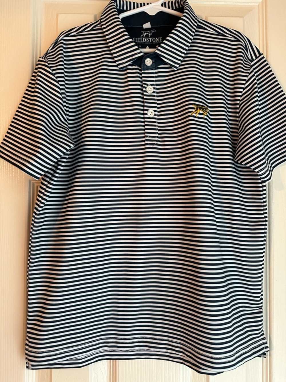 Boys Fieldstone Navy & White Striped Polo Medium
